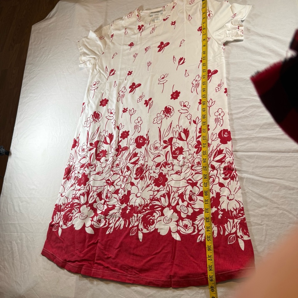 Serengeti White & Red Floral XL Maxi Dress Short Sleeve Women’s A-Line Pullover - Picture 9 of 15